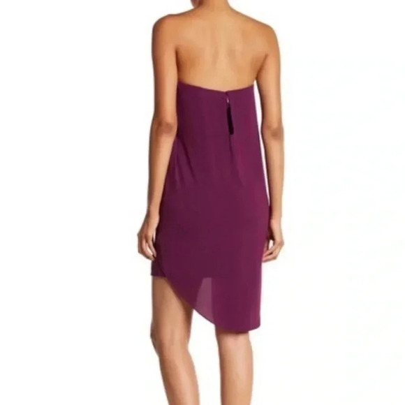 Halston Heritage Draped Mini Dress Purple Beaded Wrap Sleeveless Strapless 12 - Picture 2 of 13
